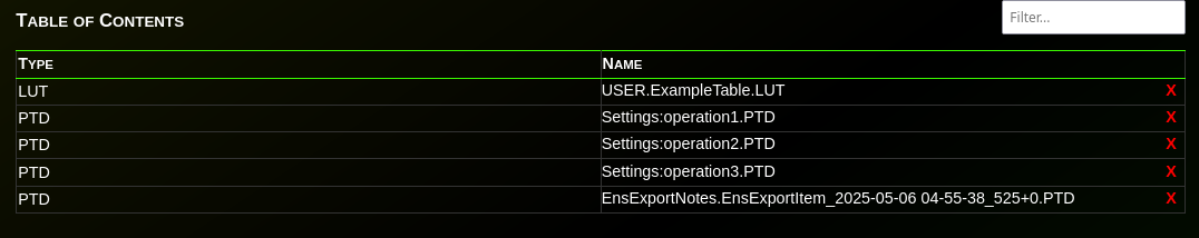Image: Modify Export - Contents